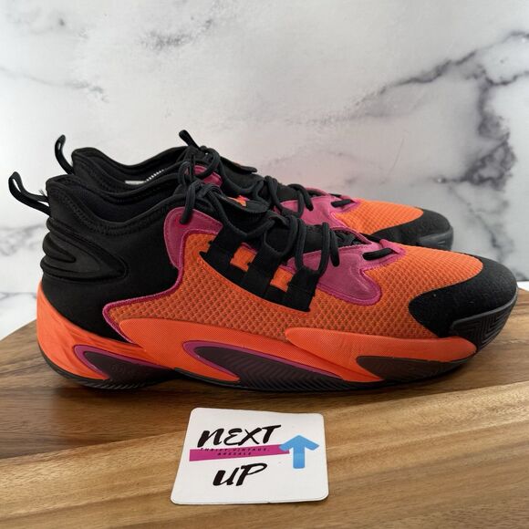 Men’s 11-Adidas BYW Select Black Impact Orange Team Real Magenta Basketball Shoe - Picture 3 of 9